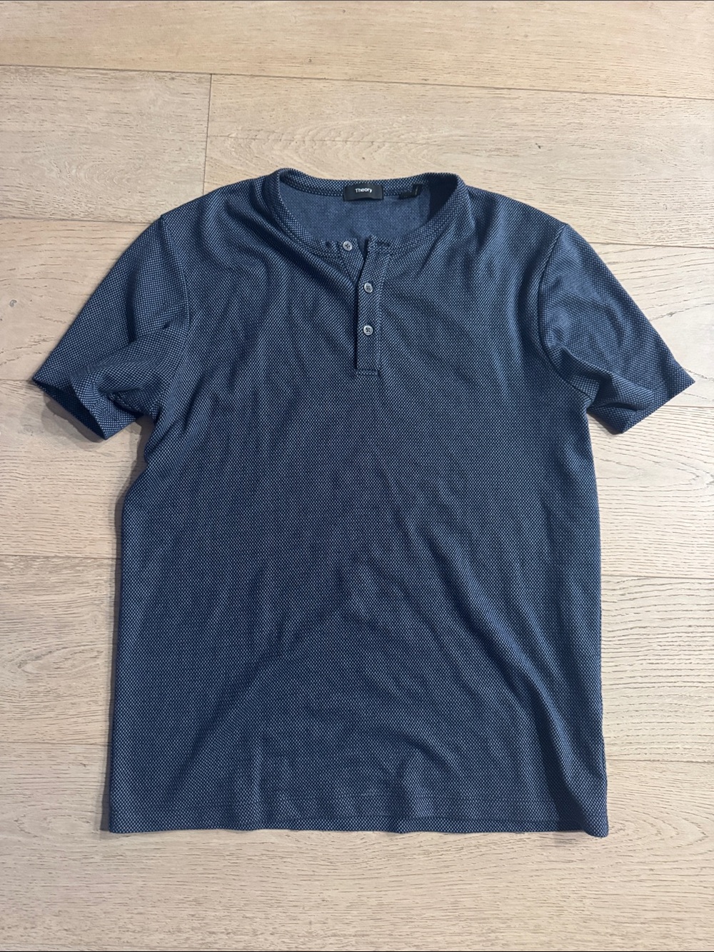 Theory Men's Navy Short-Sleeve Henley Polo